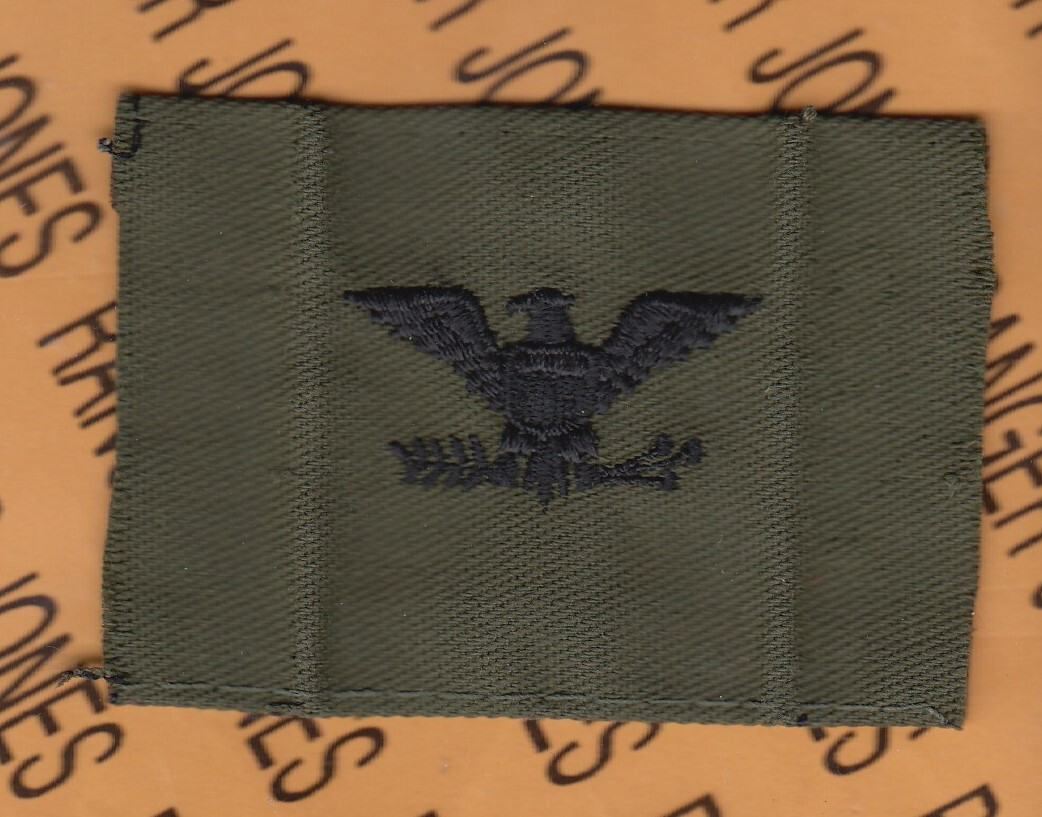 US ARMY Colonel COL O-6 OD Green & Black BDU single sew on rank patch