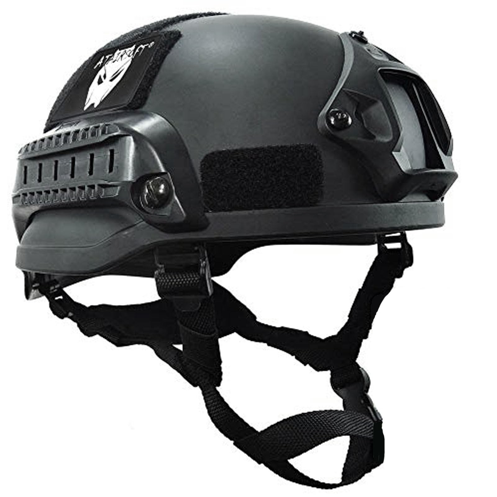 Tactical Airsoft Paintball MICH 2002 Helmet with Side Rail & NVG Mount BK