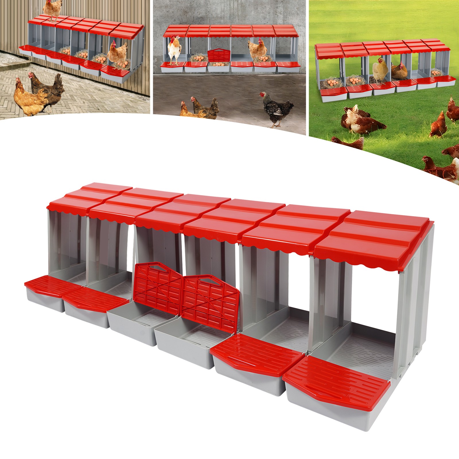 6-Compartment Chicken Nesting Box with Easy Egg Collection & Installation