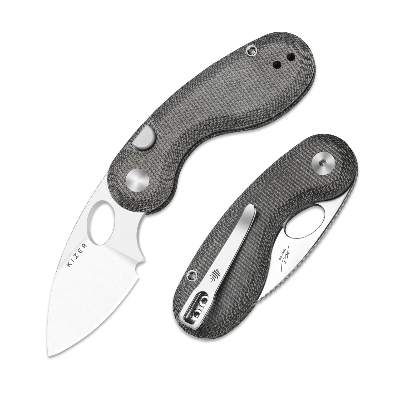 Kizer Microbe EDC 2.19" Folding Pocket Knife 14C28N Blade Micarta Handle V2742A2