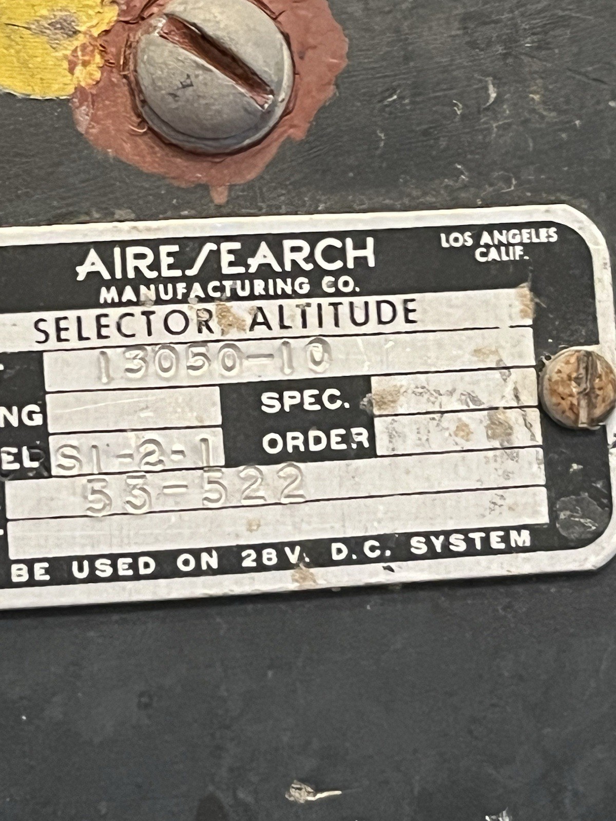 Airesearch Cabin Altitude Selector