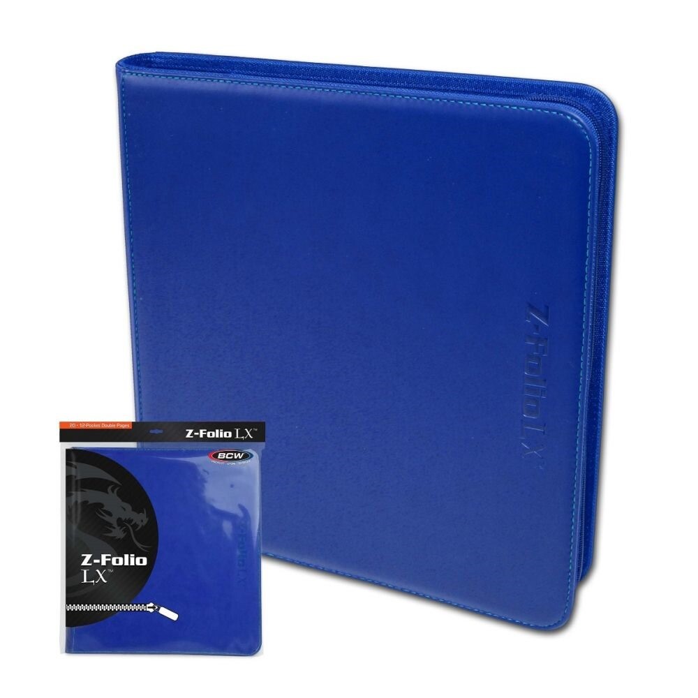 Gaming Card Z Folio Album Zippered LX BCW Leatherette 480 Pocket Blue Folder New