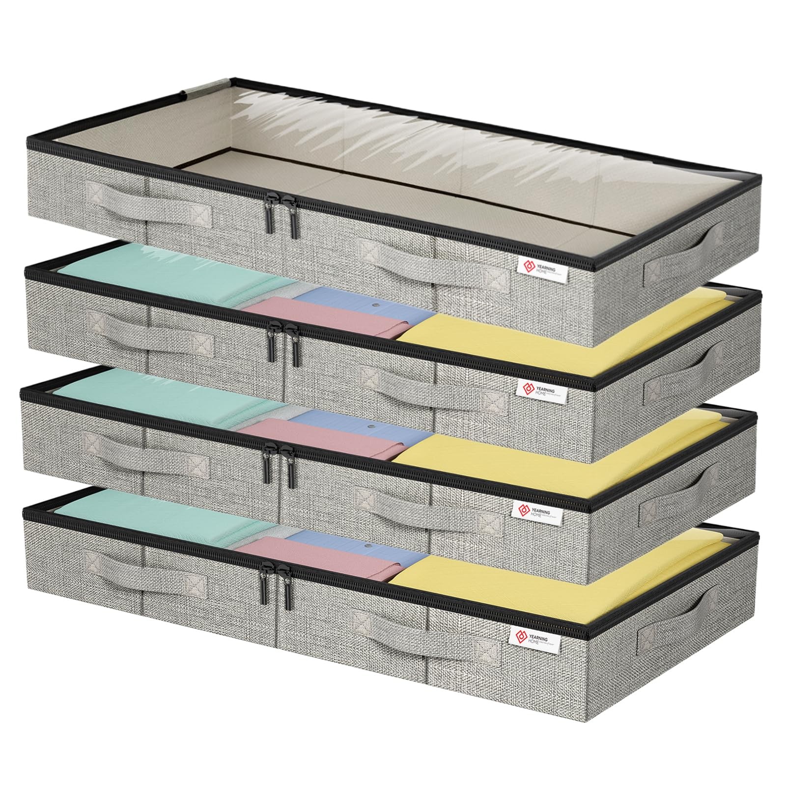 4.5 Inches Under Bed Storage Containers with Sturdy Sidewalls/Bottom 4 Pack