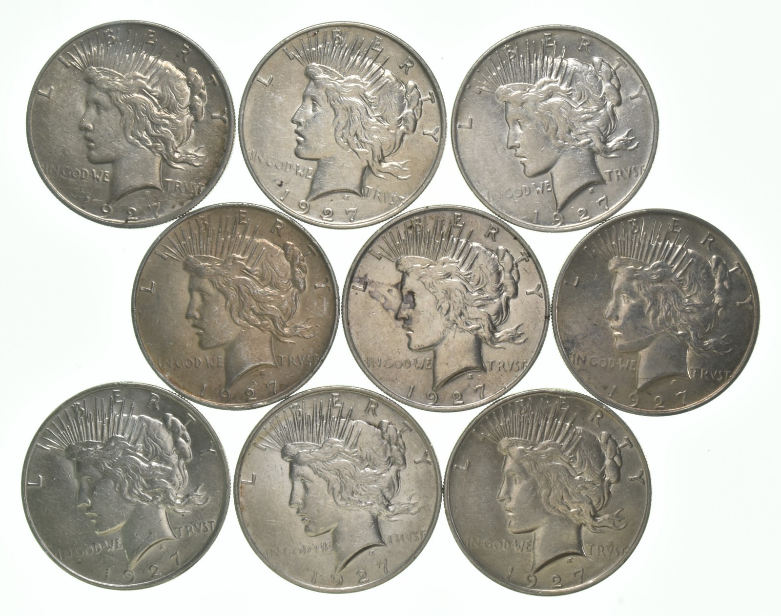 (1) AU 1927-D Peace Silver Dollar 90% - Almost Unc - Denver Mint