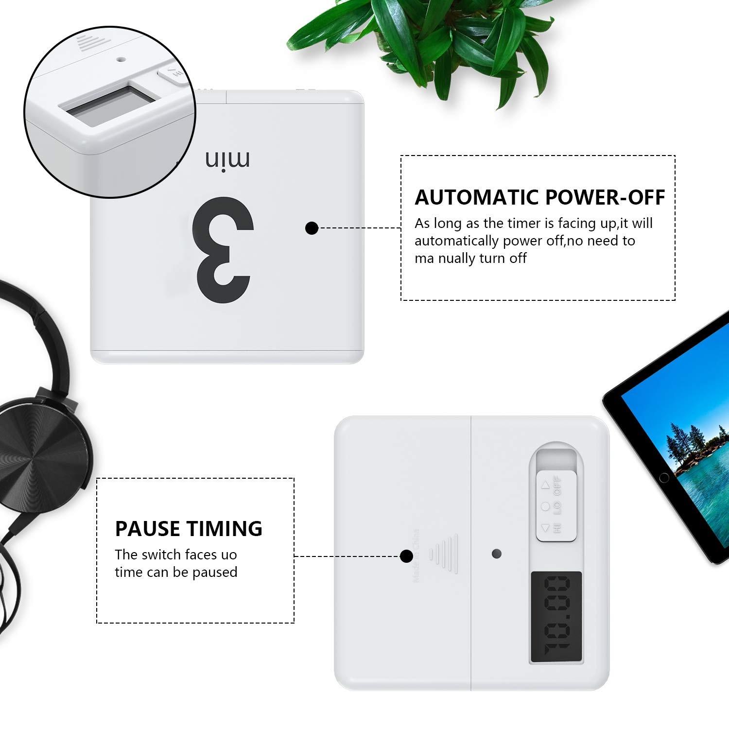 Cube Timer,Gravity Flip Kitchen Timer for Time Management and Countdown Setti...