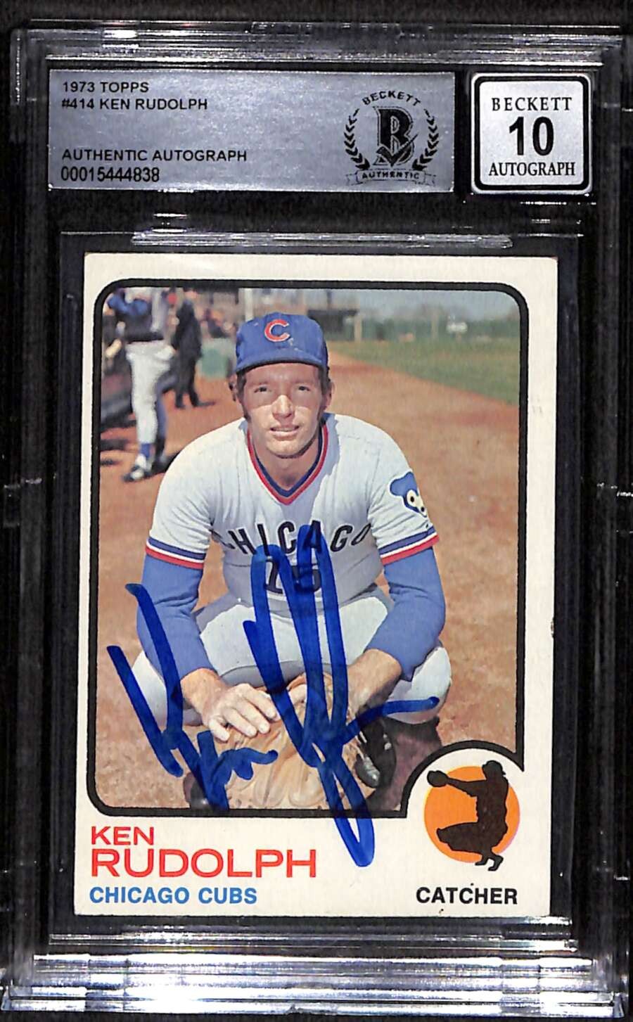 1973 Topps 414 Ken Rudolph  BGS Auto 10 Autographed BAS Authentic C80686