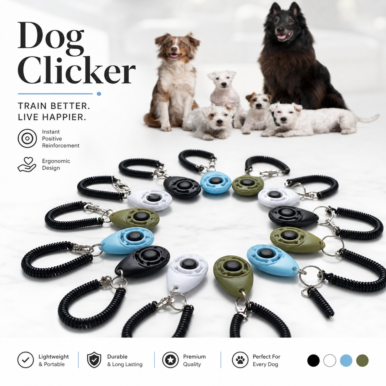 1 Pack Pet Training Clickers With Wrist Strap For Dog Cat Behavior Training