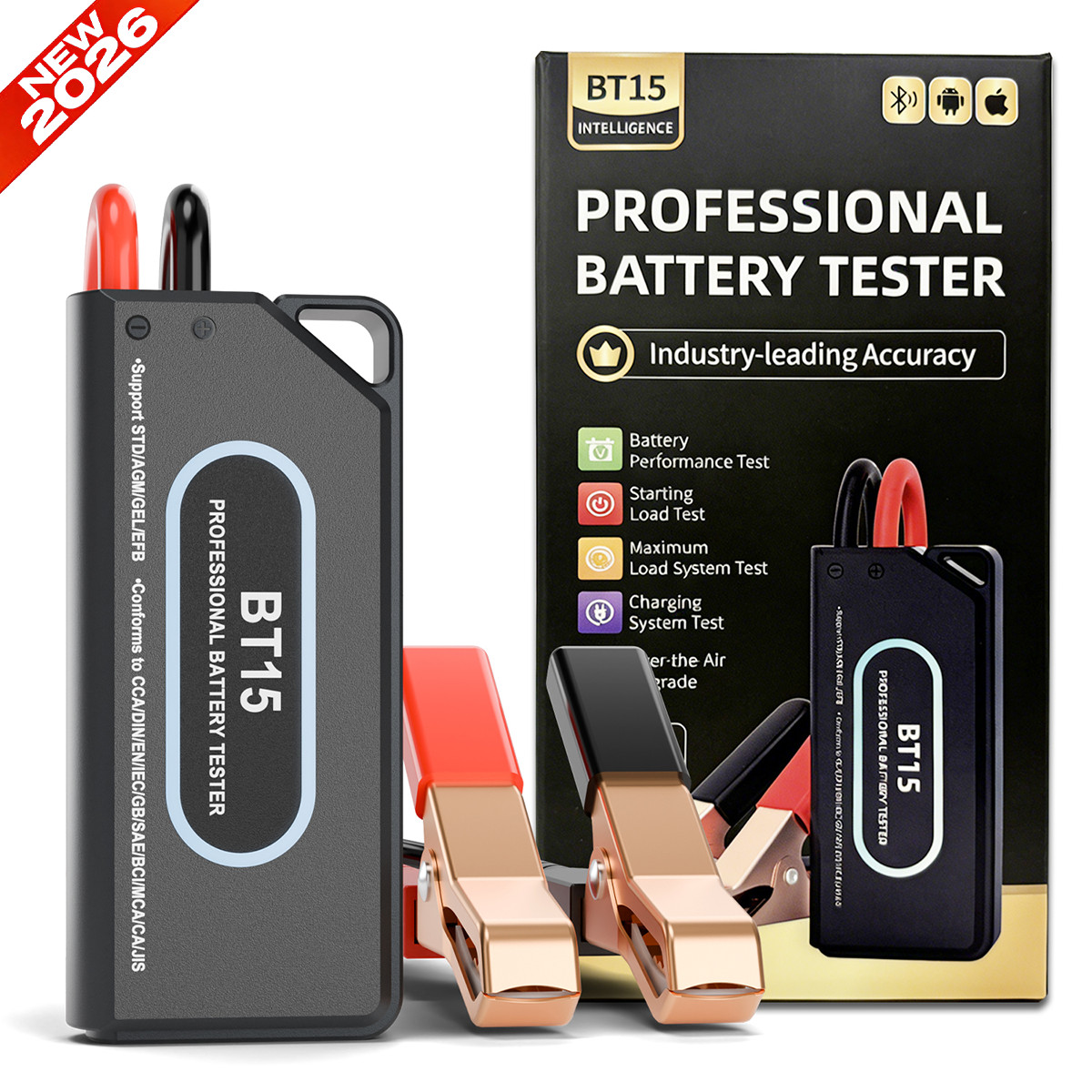 BT15 Battery Tester 12V/24V with 4-Wire High Precision Measurement