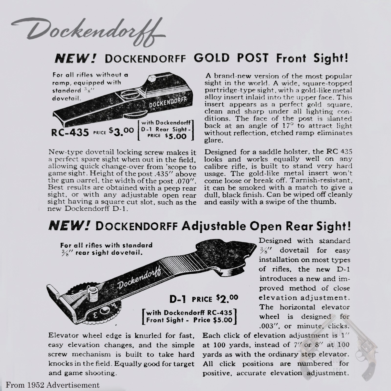 DOCKENDORFF Rear Sight Elevator Wheel