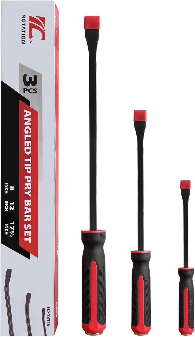 ROTATION 3-PC Steel Pry Bar Set - Strike Cap Handle & Rust Proof