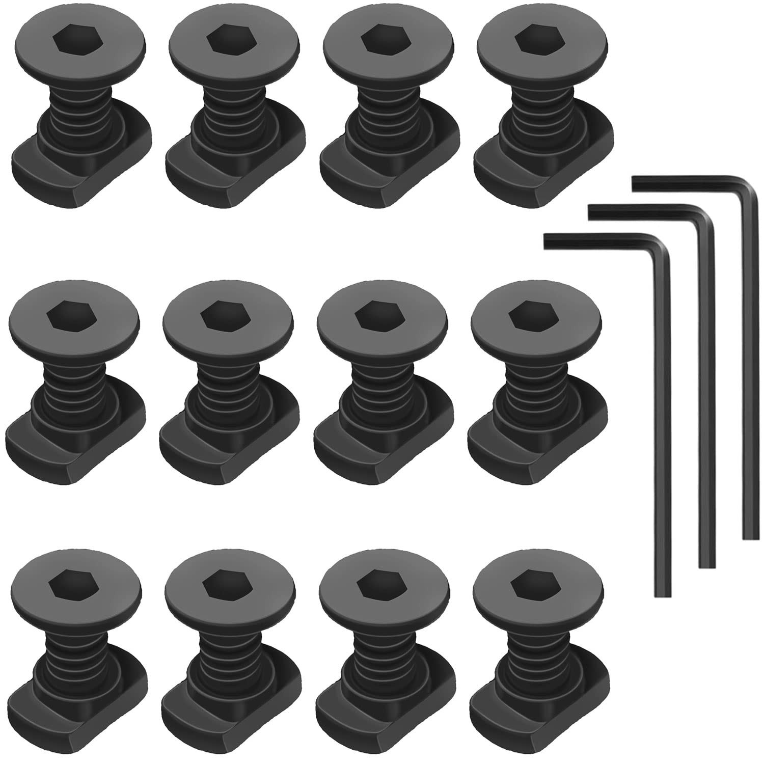 Ficero 12 PCS Mlok Screws and Nuts Replacement Sets, M-Lok One Size, Black