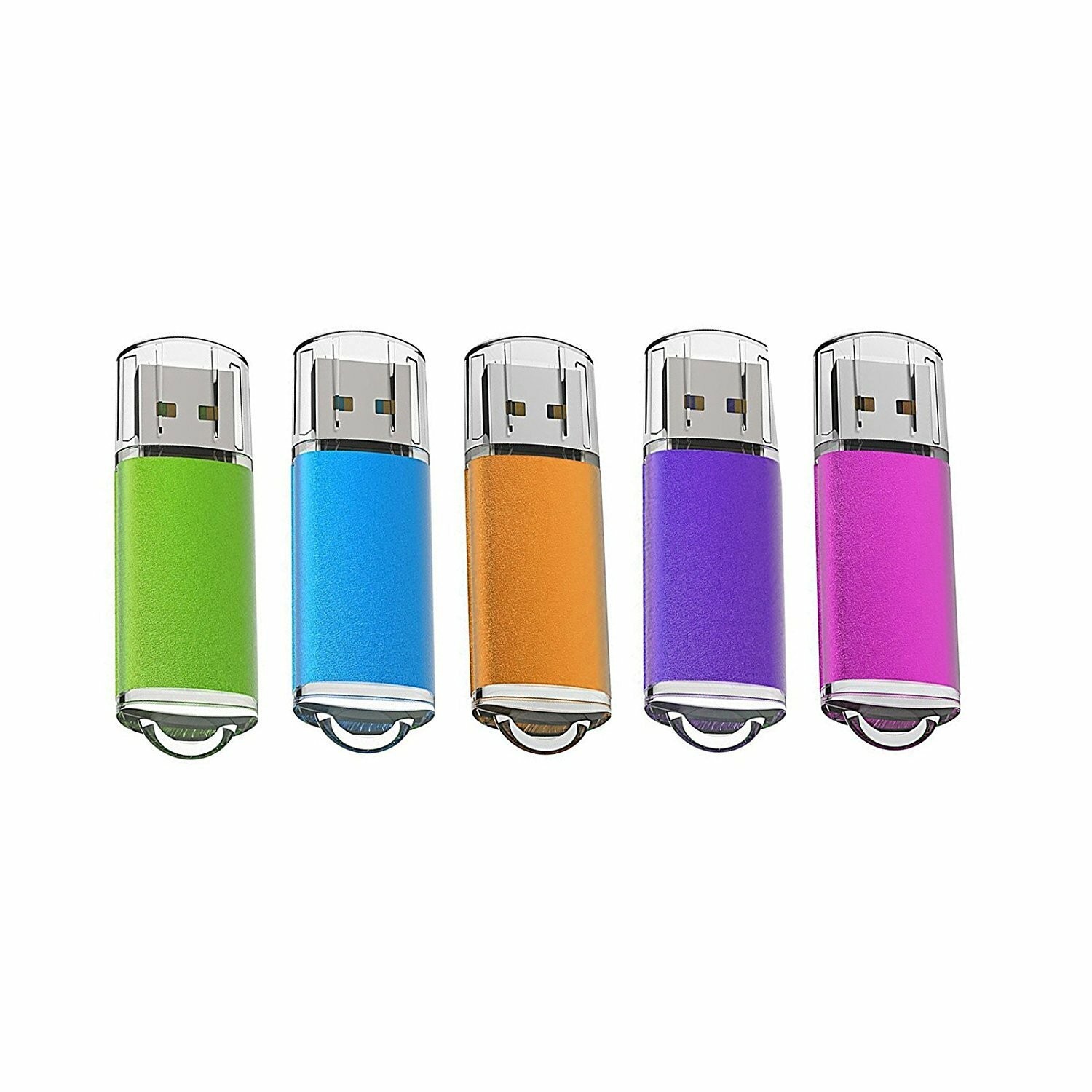 5 Pack USB2.0 Flash Drive Rectangle 1GB-32GB Blank Data Memory Stick Mixed Color