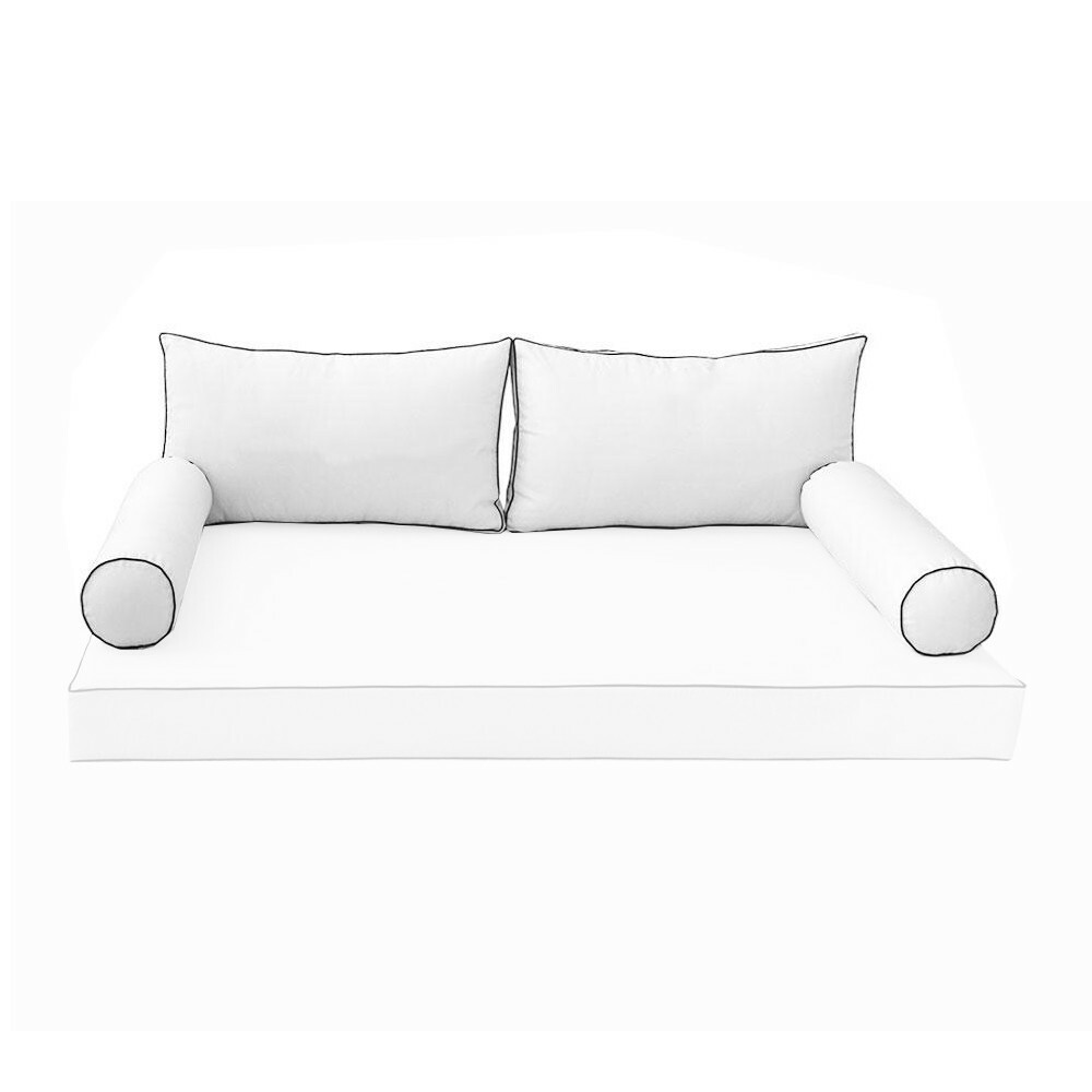 COVER ONLY Style2 Outdoor Bolster Back Pillow Slipcover Contrast Trim Twin-AD106