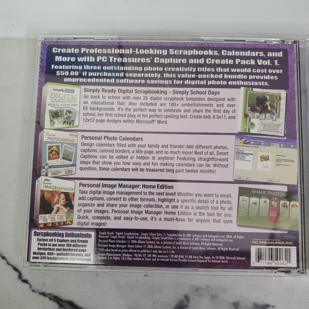 Scrapbooking Calendars and More,  VINTAGE Software, Windows 98/Me/XP - COMPLETE!