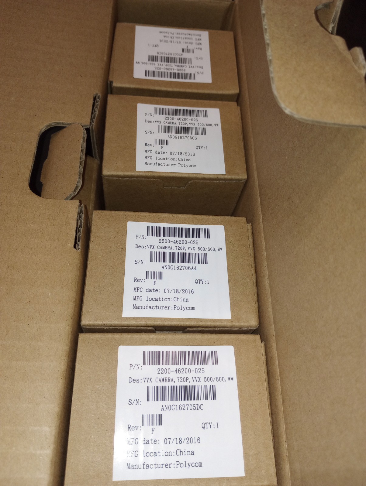 LOT OF 4 New Polycom 2200-46200-025 VVX 720p Camera for VVX 500/600, WW