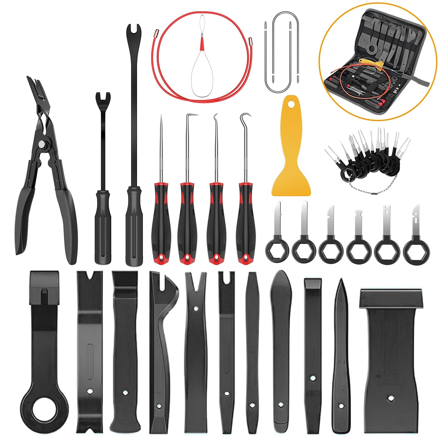 GOOACC 40Pcs Trim Removal Tool,Auto Terminal Key Clip Black