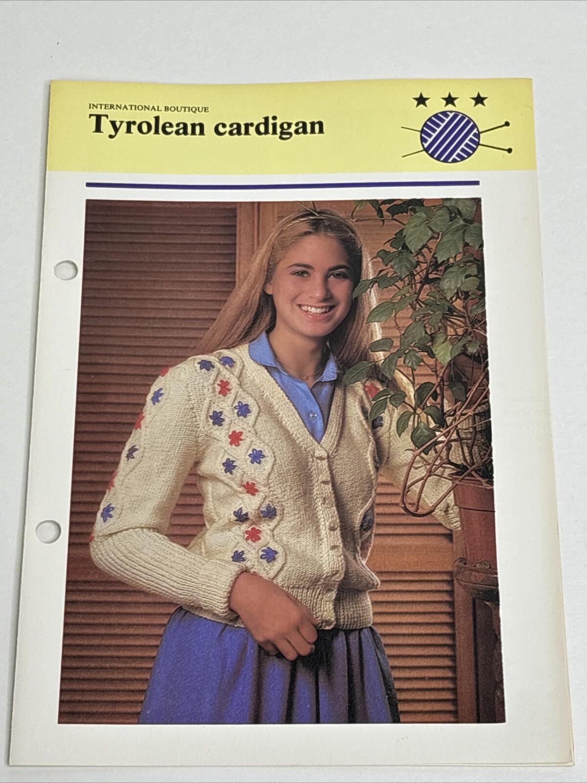 Tyrolean Cardigan Women's Knitting Pattern Card
