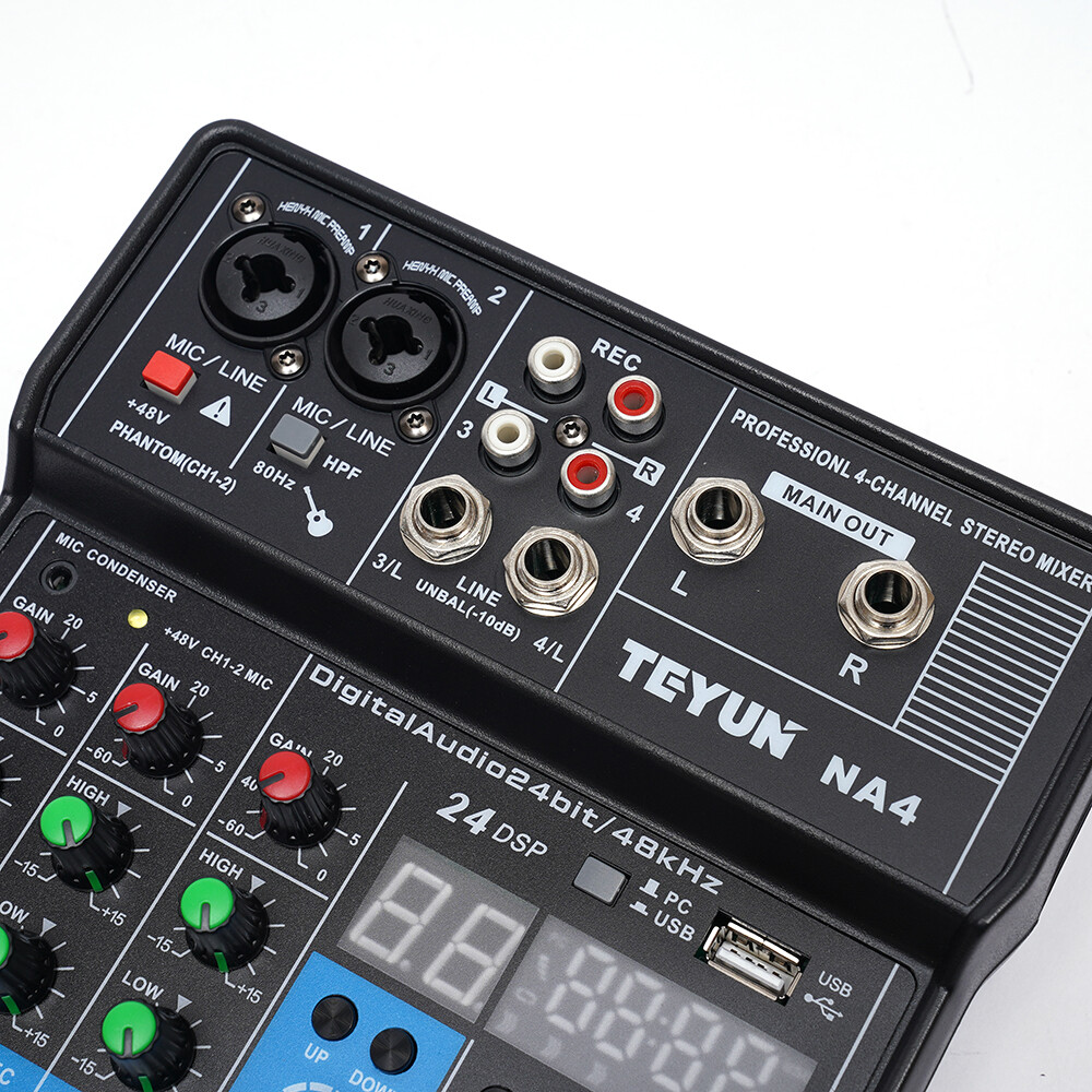 Pro 4 Channel Studio Audio Mixer Bluetooth USB DJ Live Sound Mixing Console