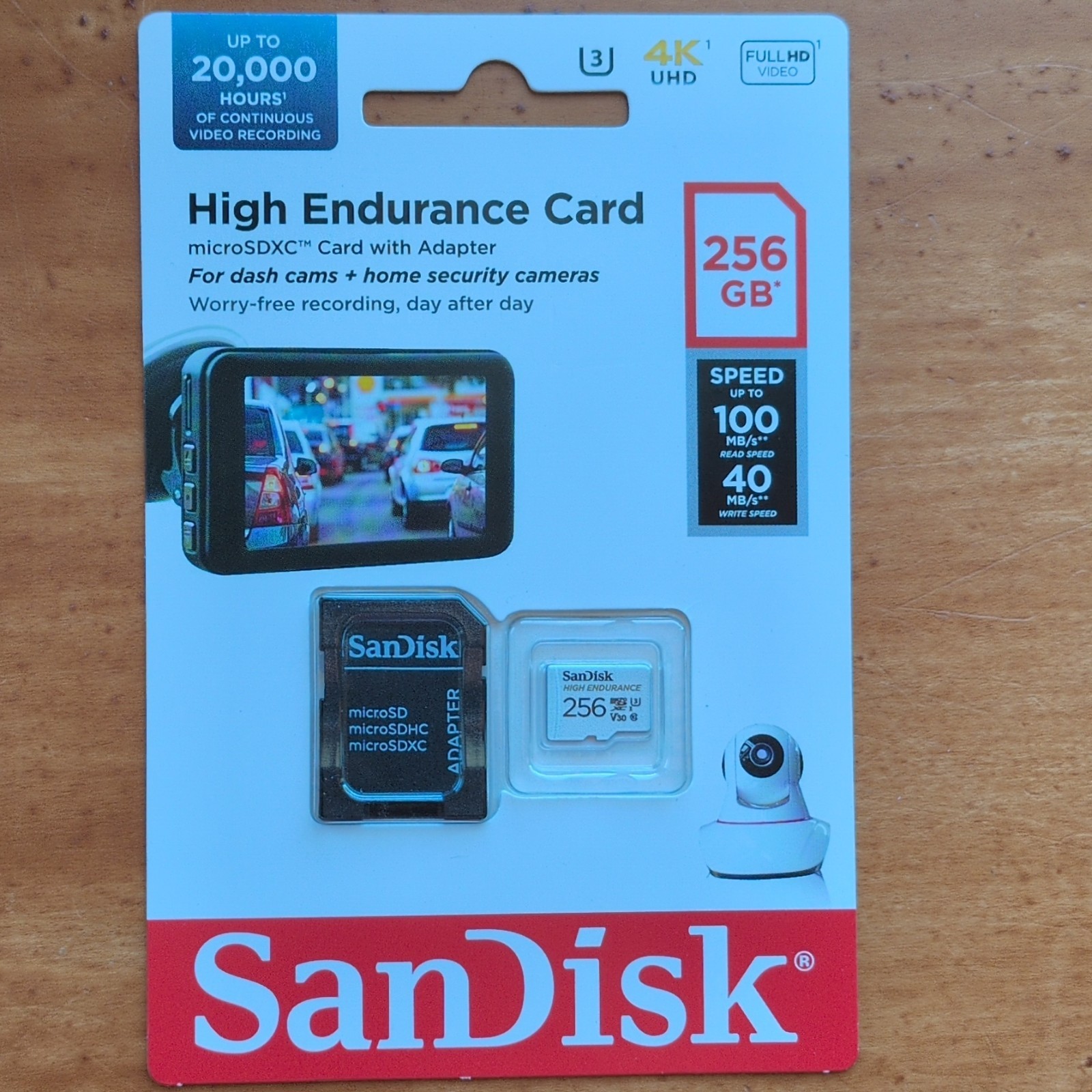 SanDisk High Endurance microSDXC Card 256GB V30 Shock Proof Water Proof Adapter