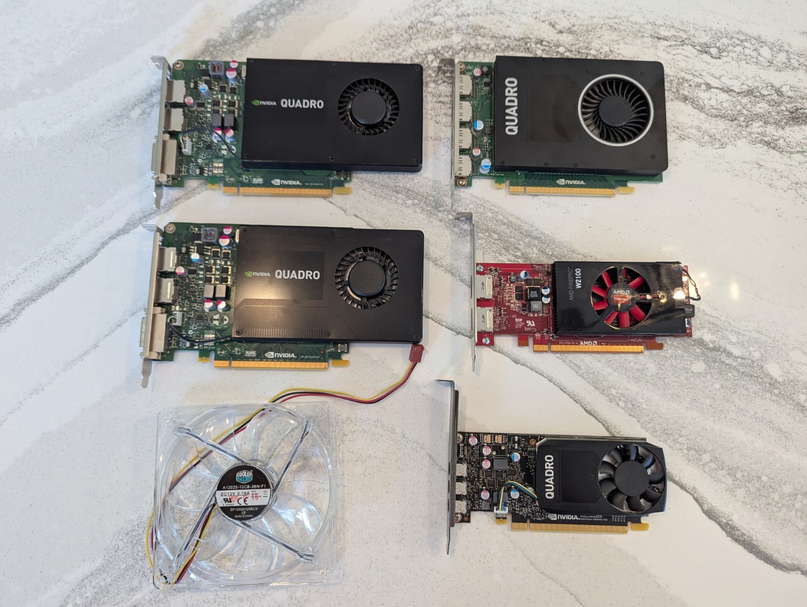 Graphic Card Lot Of 5 + Bonus Fan **SAVINGS** Nvidia Quadro & AMD FirePro