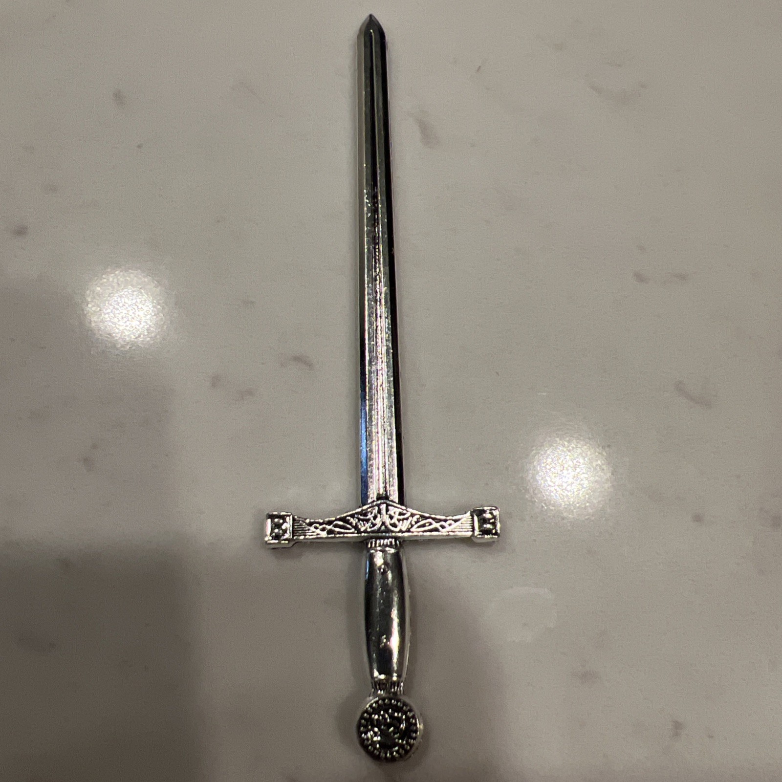 Luxury Letter Opener Or Accessory Medieval Metal Silver Handle Excalibur
