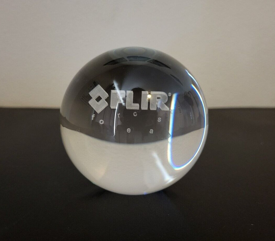 FLIR Forecast Round Glass Crystal Paperweight 3D Hologram Souvenir Company Swag