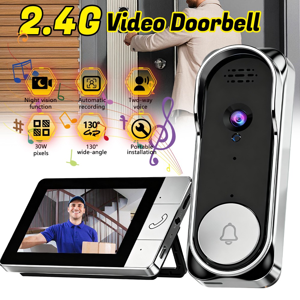 1080P 2.4G Wireless Smart Visual Intercom Video Doorbell Camera Monitor for Home
