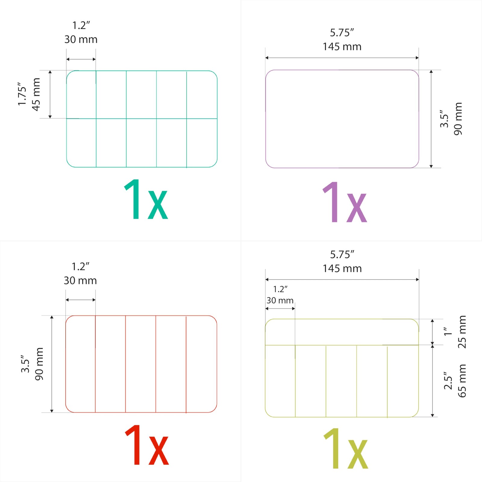 Personality Case Color-Coded Organizers, 4 Stackable boxes, 22 compartments i...