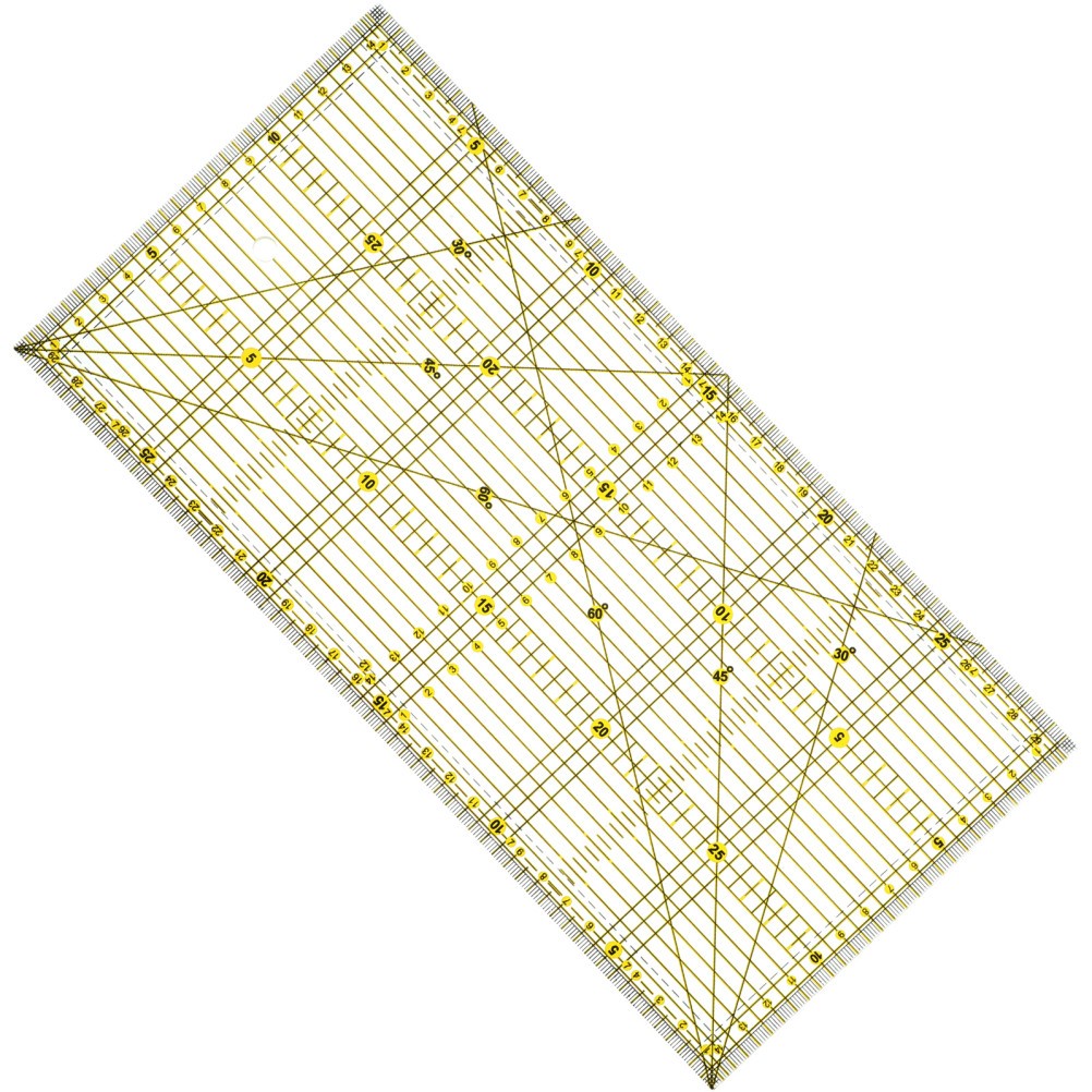 Multi Colored Patchwork Ruler with Contrasting Lines for Easy Fabric Visibility
