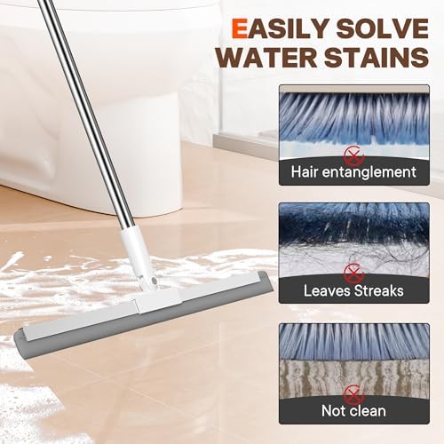 Silicone Squeegee for Floor, 180° Rotating Squeegee Broom, Floor Squeegee with