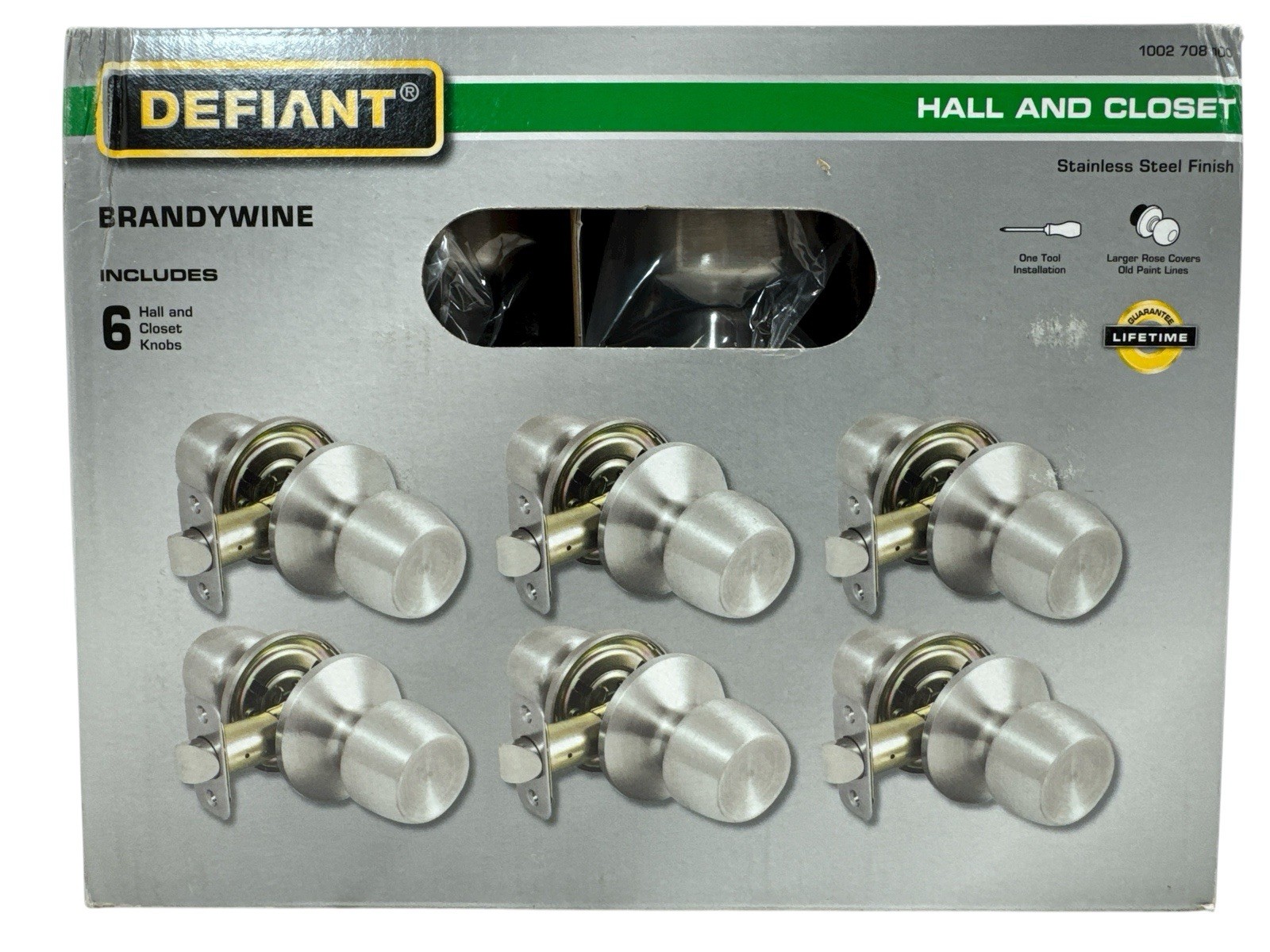Defiant Brandywine Passage Hall and Closet Door Knobs Stainless Steel Lot of 6