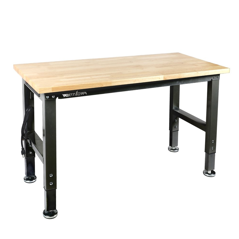 GARAGE WORKBENCH 4-Ft Table Heavy-Duty Adjustable Height Steel Frame
