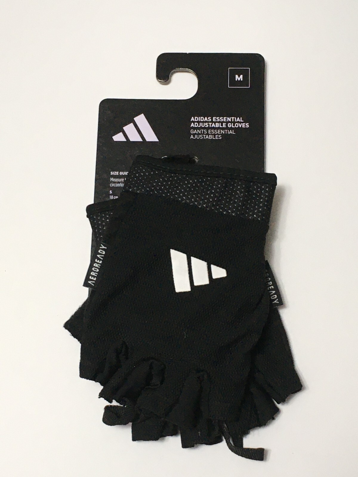 Adidas Medium Essential Adjustable Fingerless Workout Gloves - Black White