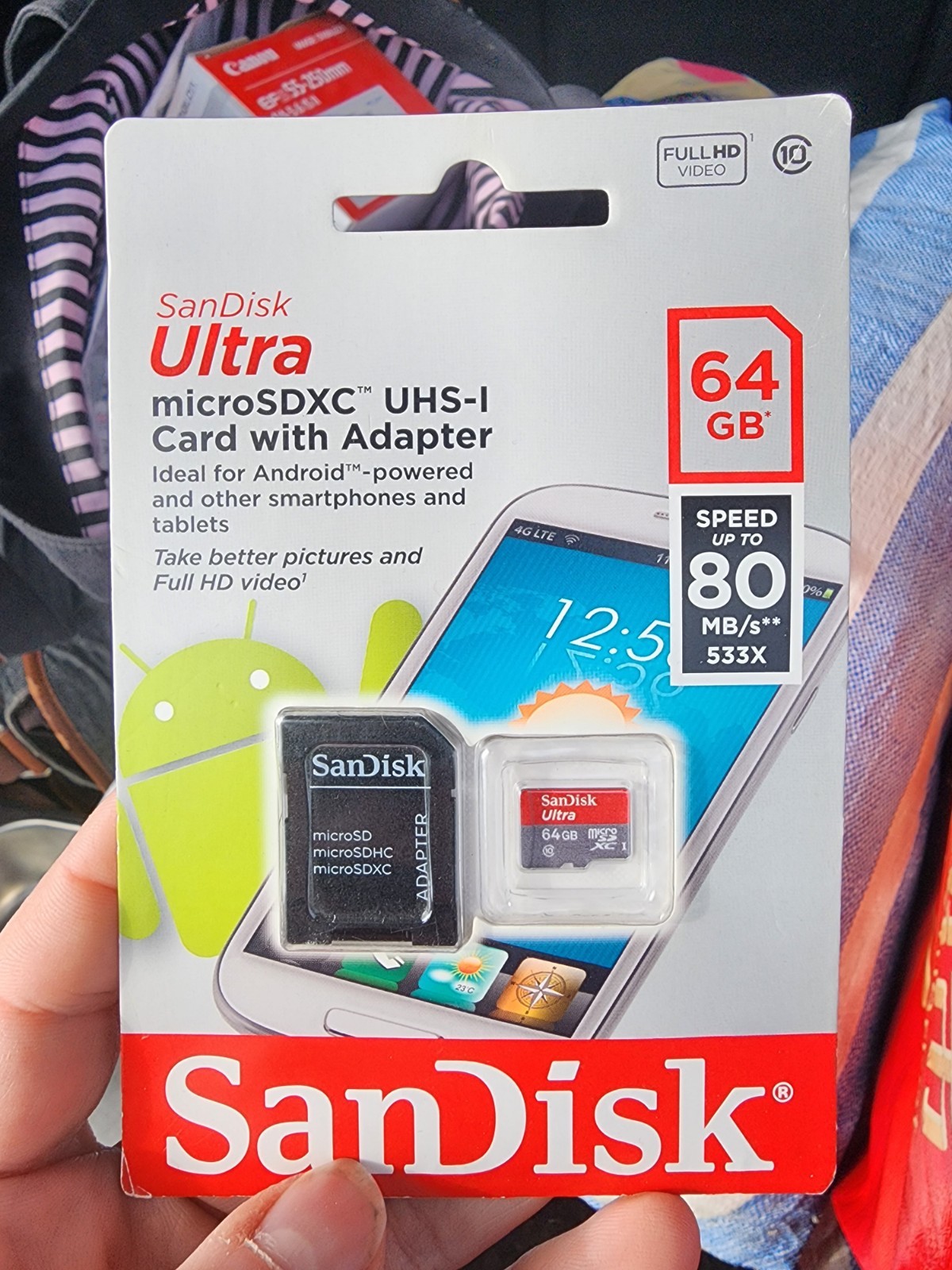 SanDisk Ultra microSDXC UHS-I 64GB Class 10 High Speed Card with Adapter