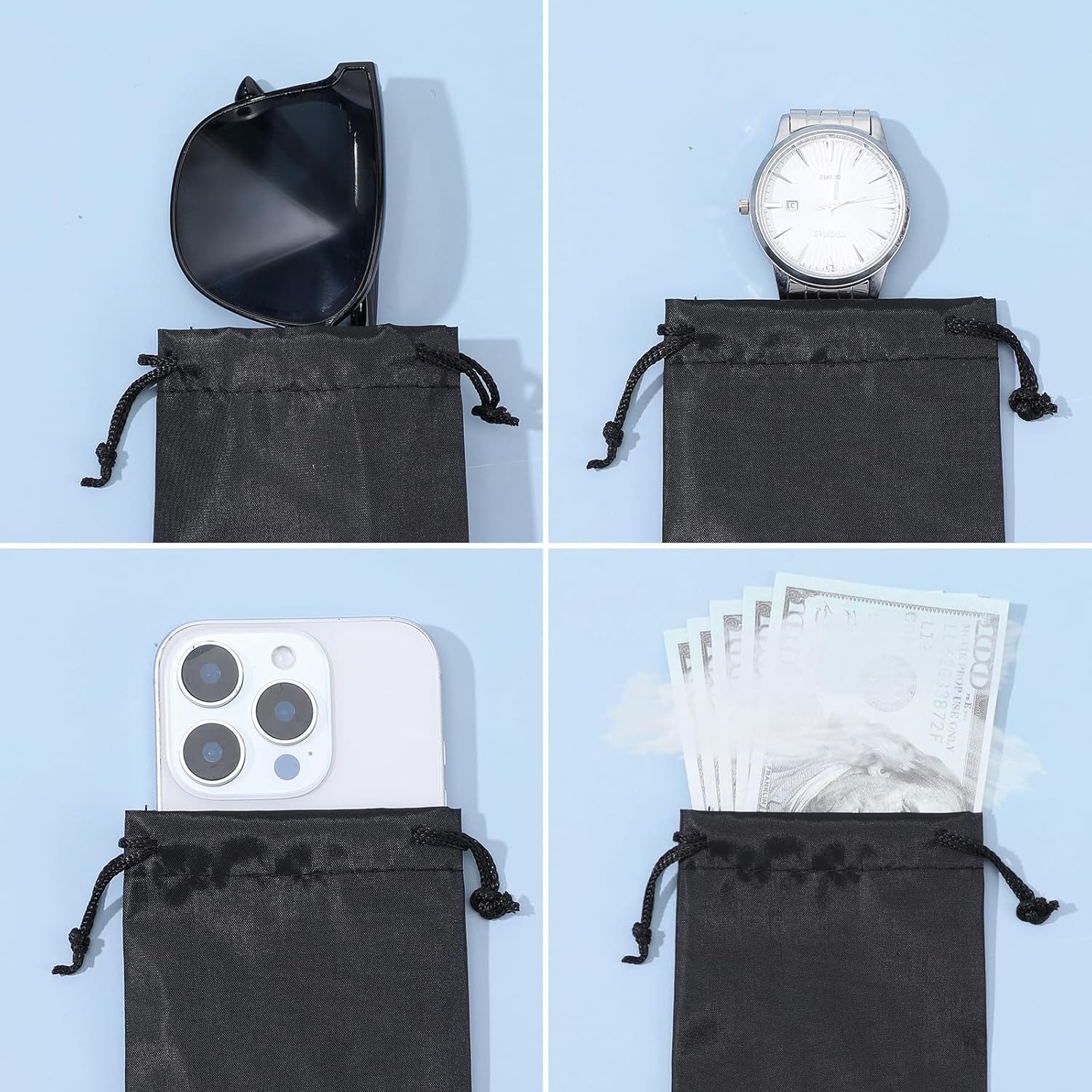 100Pcs Microfiber Sunglasses Pouch, Bulk Microfiber Sunglass Bags Sleeve with Dr
