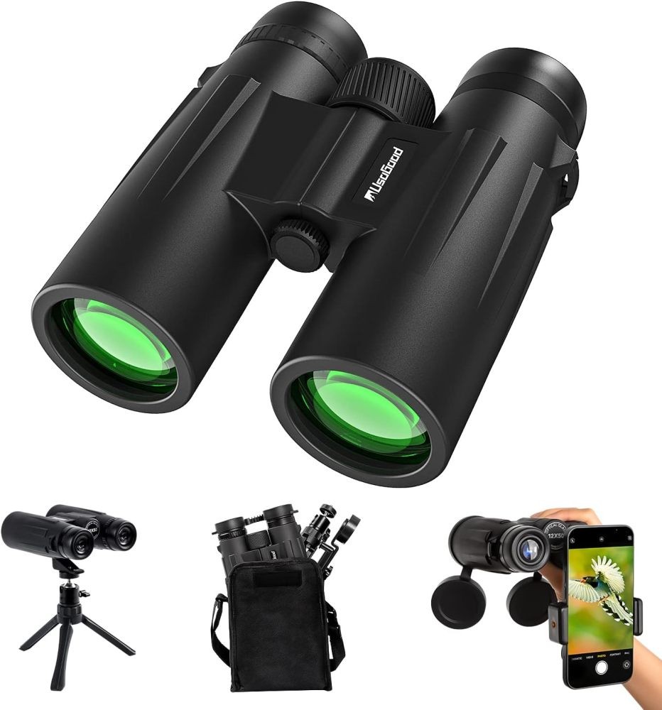 12x50 High Definition Binoculars for Adults with Phone Adapter and Tripod Hiking
