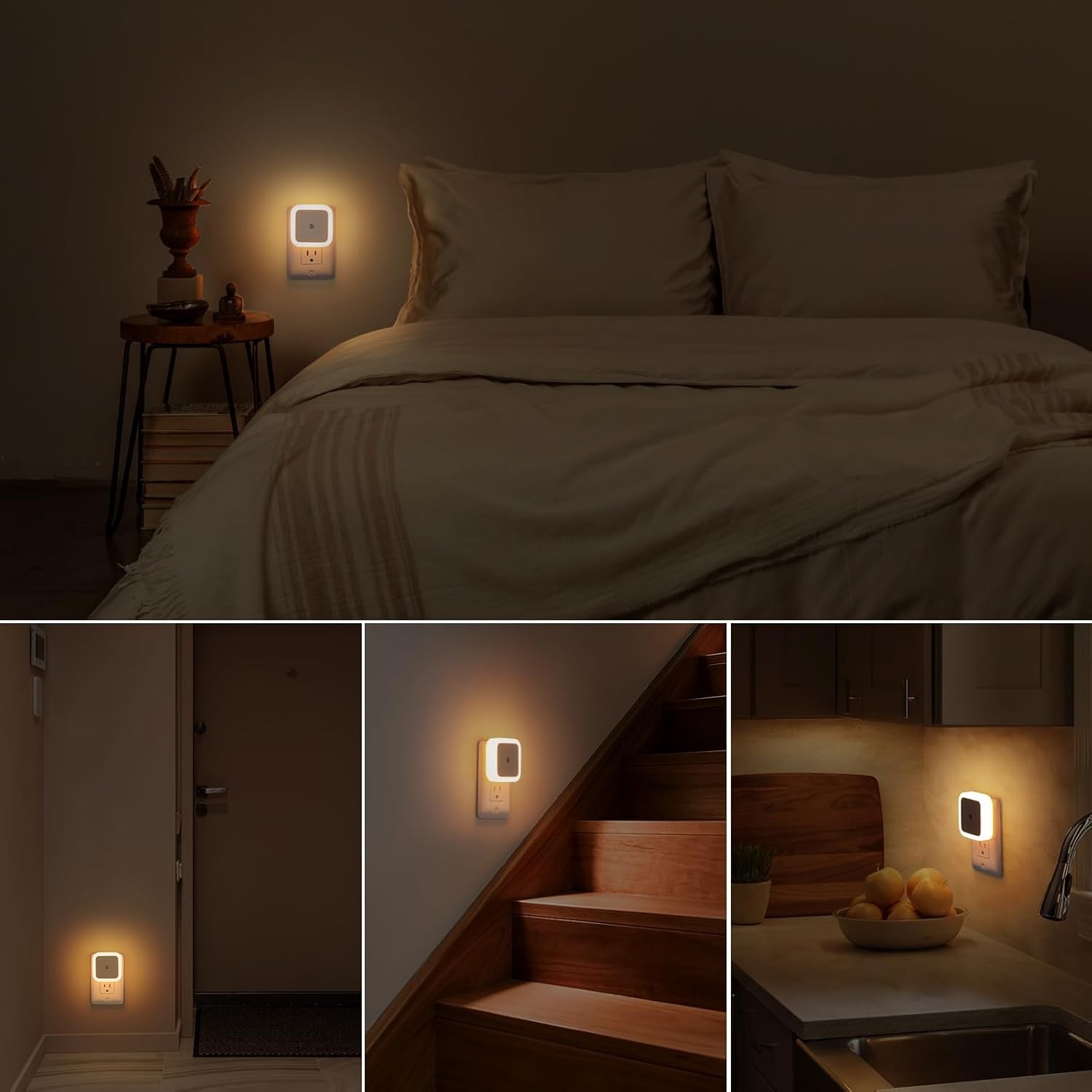 Automatic Dusk to Dawn Sensor Night Lights - 8 Pack Warm White Illumination