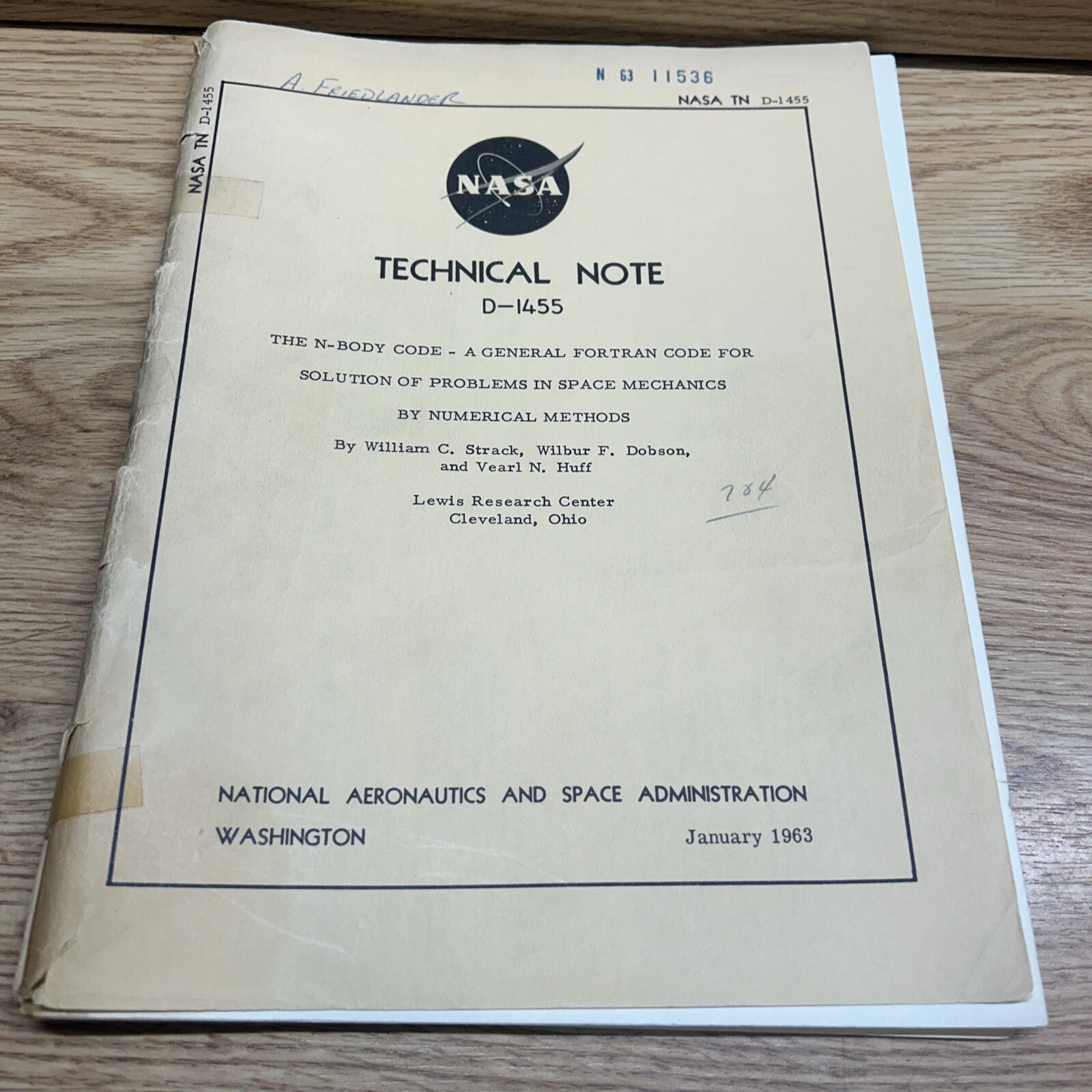 1963 D-1455 Solution Of Problems In Space Mechanic Rare HTF Nasa Space