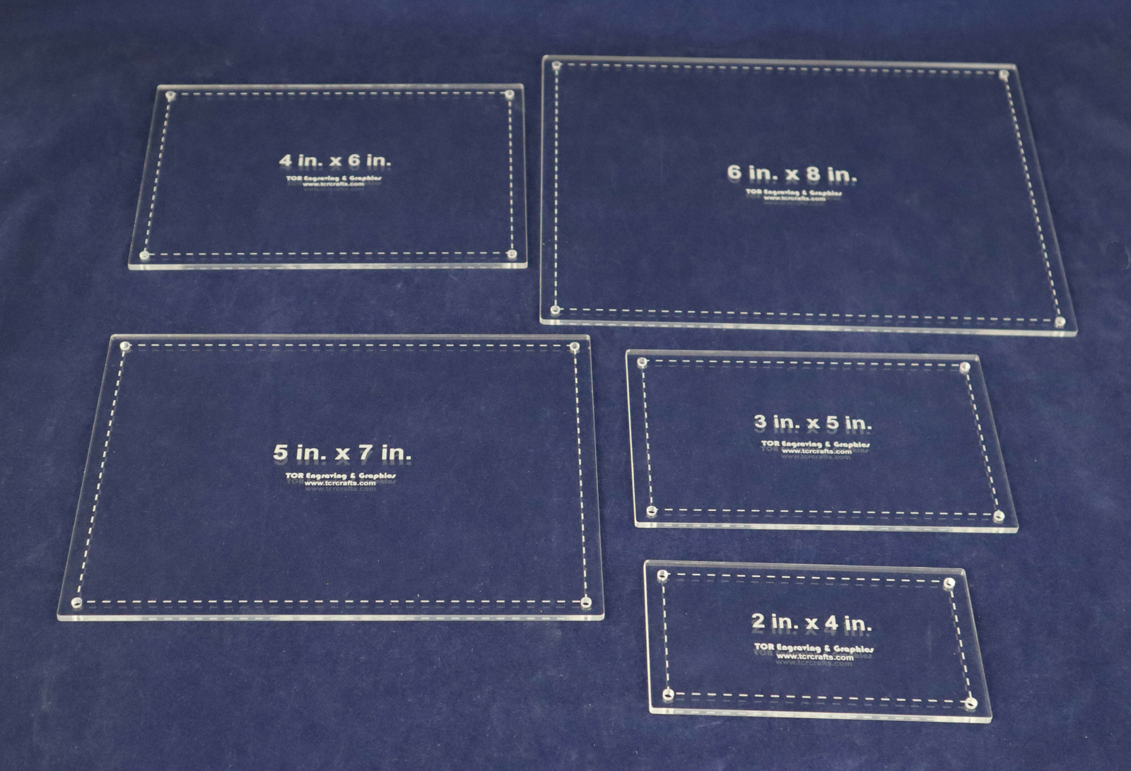 5 Piece Rectangle Set - 1/8 Inch Thick Acrylic- Quilting templates
