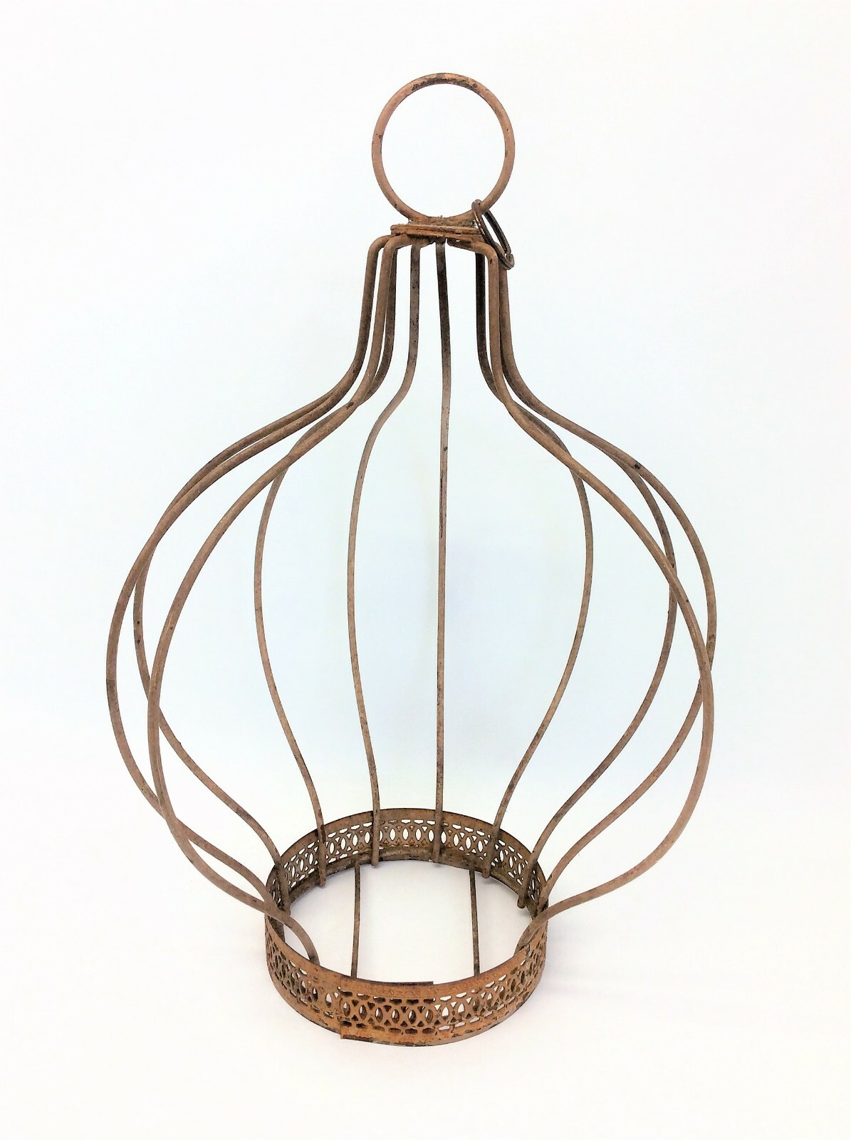 Unusual Caged Hanging Planter Hanger Cage Rustic Used Decorative
