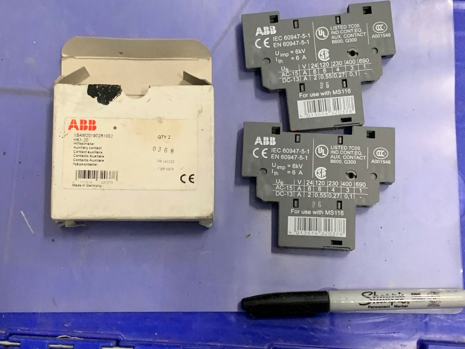 ABB Auxiliary Contact P/N HK1-20 (Lot of 2)