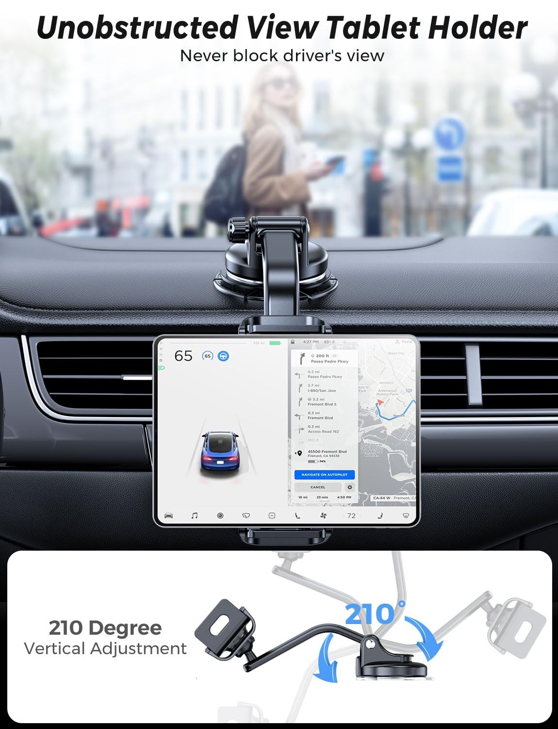 Car Tablet Mount Holder Windshield Dashboard Suction 611 Inch Foldable Phone