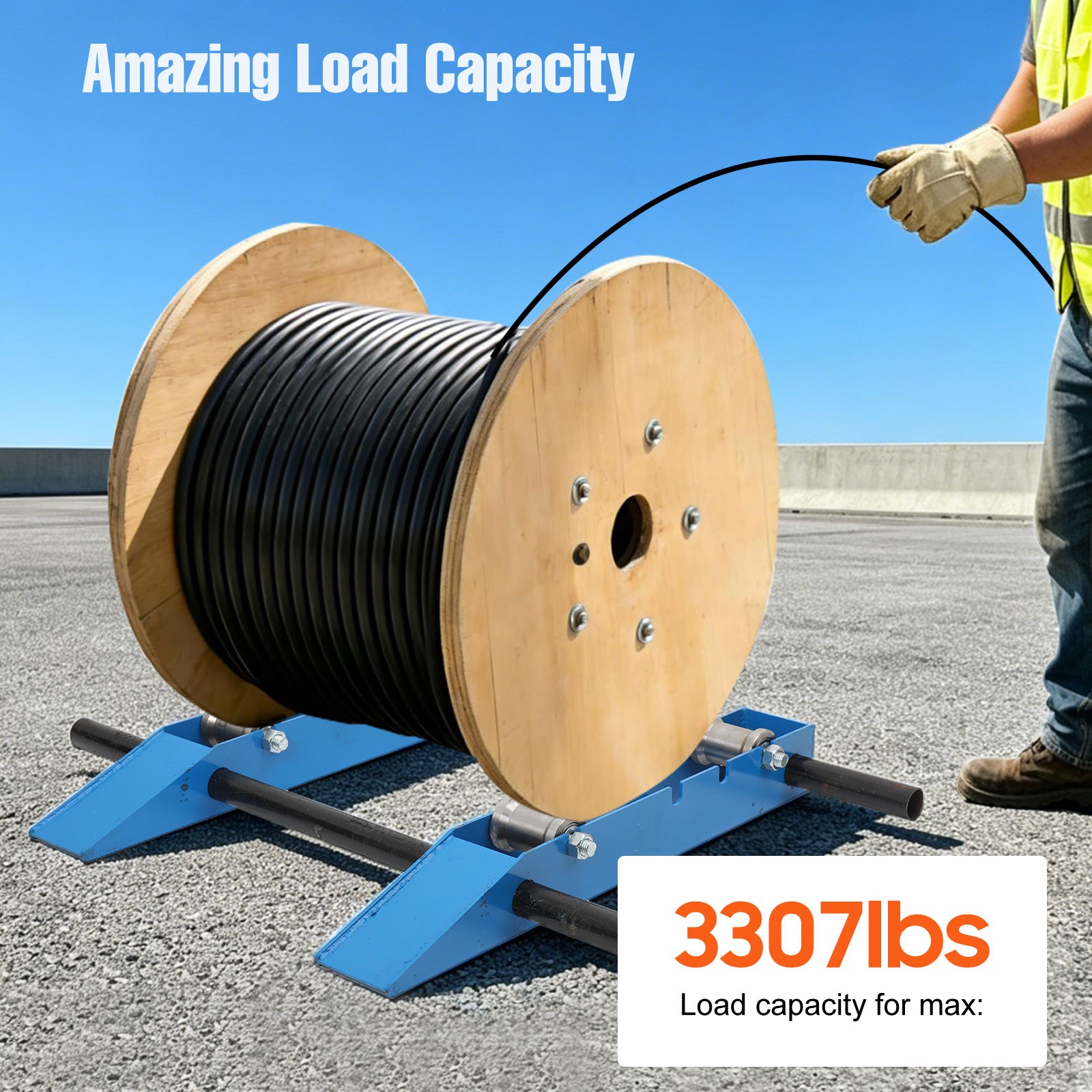 Cable Drum Roller Adjustable Wire Roller Stand for Electrical Cord Deployment