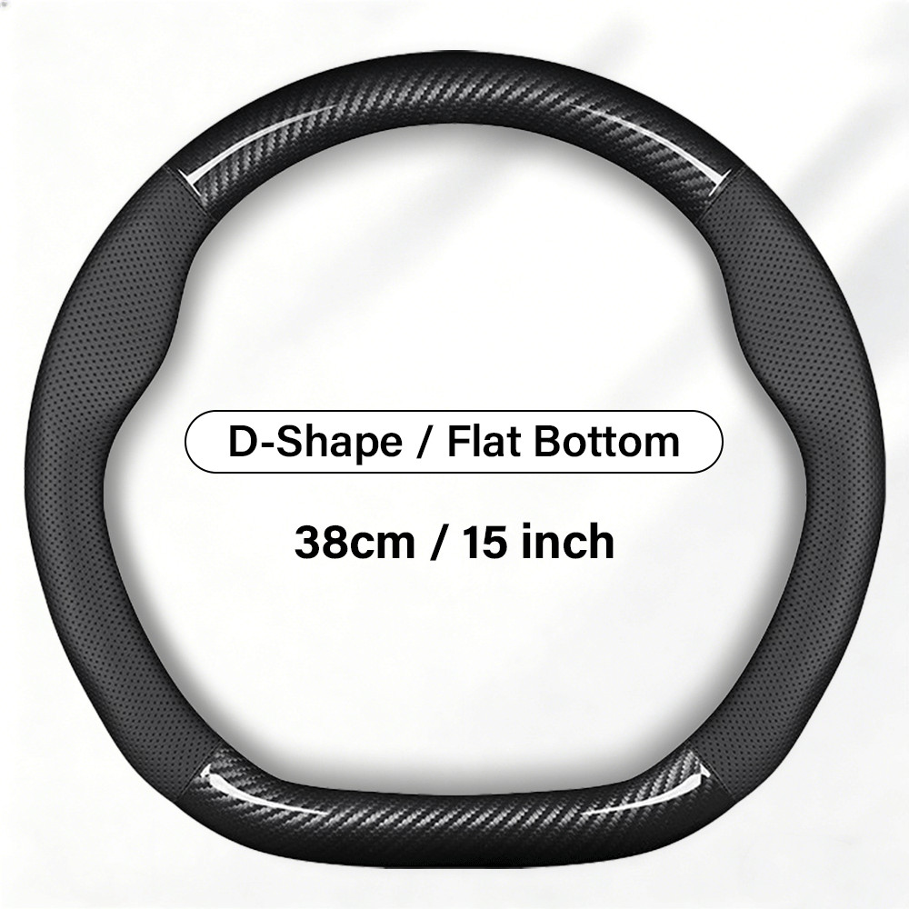 For Volkswagen Polo Tiguan Atlas 38cm Car Steering Wheel Cover D-Shape Leather