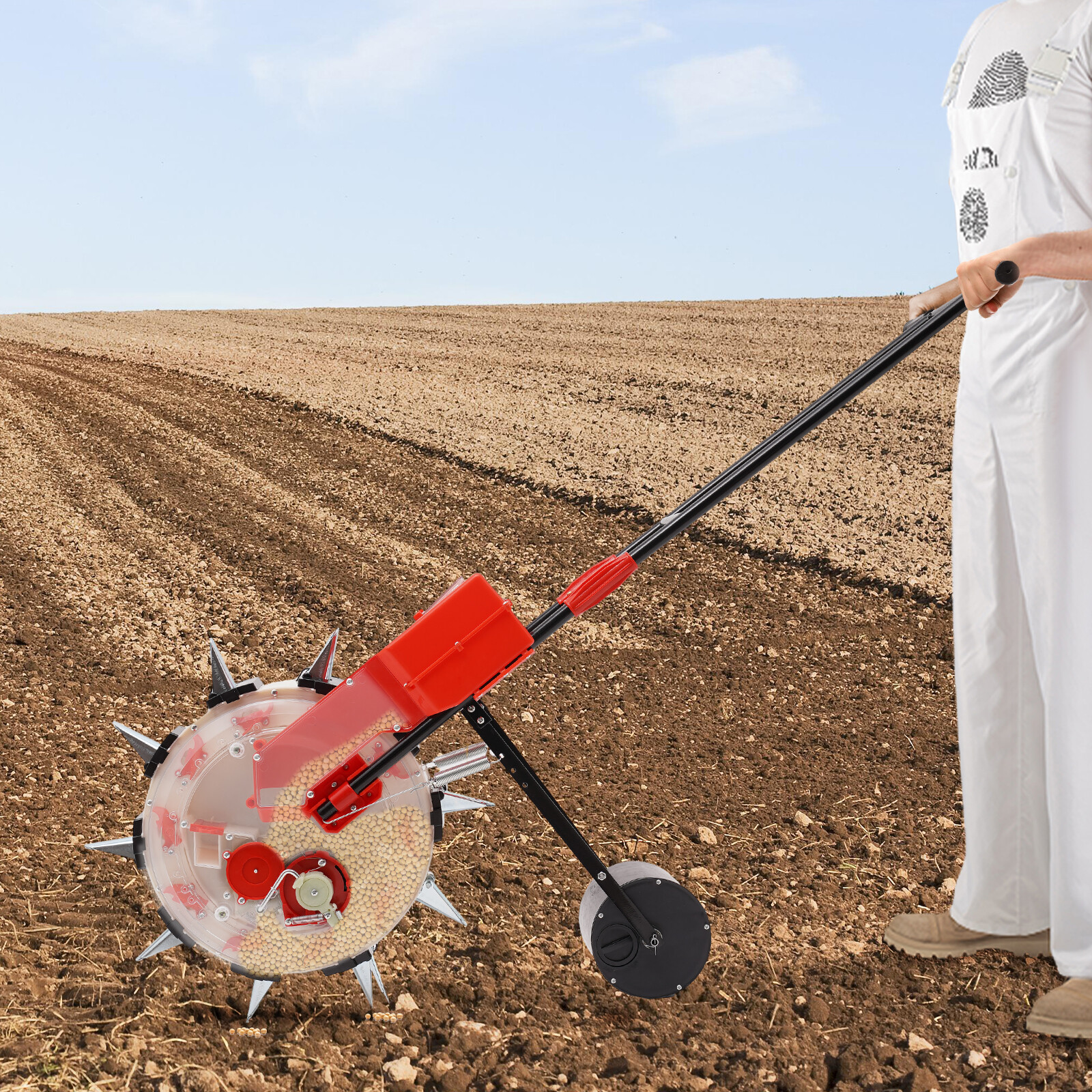 Hand push Roller Seeder Corn Soybean Fertilizer Machine Manual Planter 3.5-7.8cm