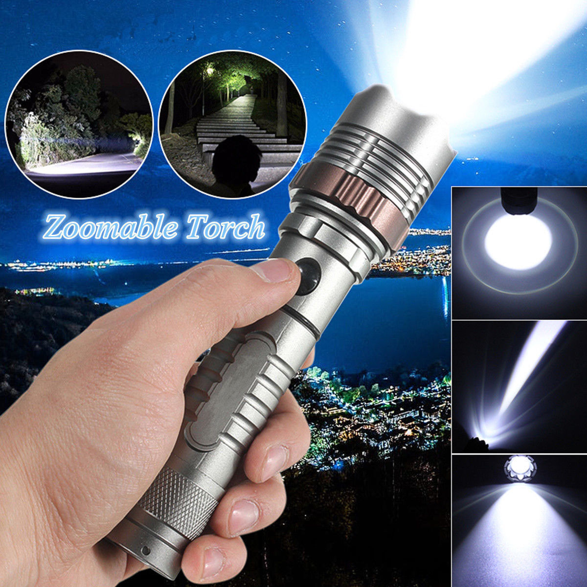 Brightest 9500000LM Police Tactical Flashlight Rechargeable High Power Led Torch