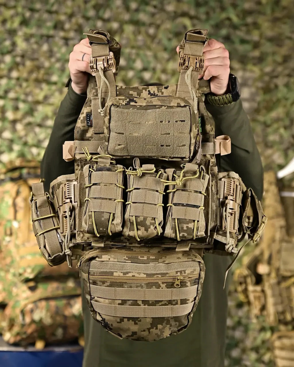 Plate carrier with shoulder strap 4 quick release points frion pixel, unload🇺🇦