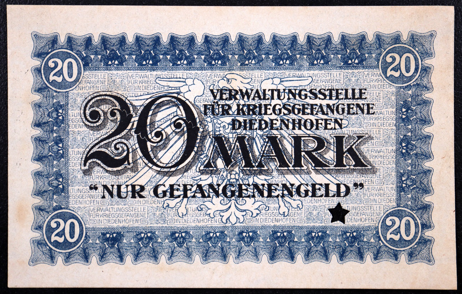 DIEDENHOFEN / THIONVILLE ca. 1916 XX-RARE SPECIMEN! 20 Mark Lagergeld POW Camp
