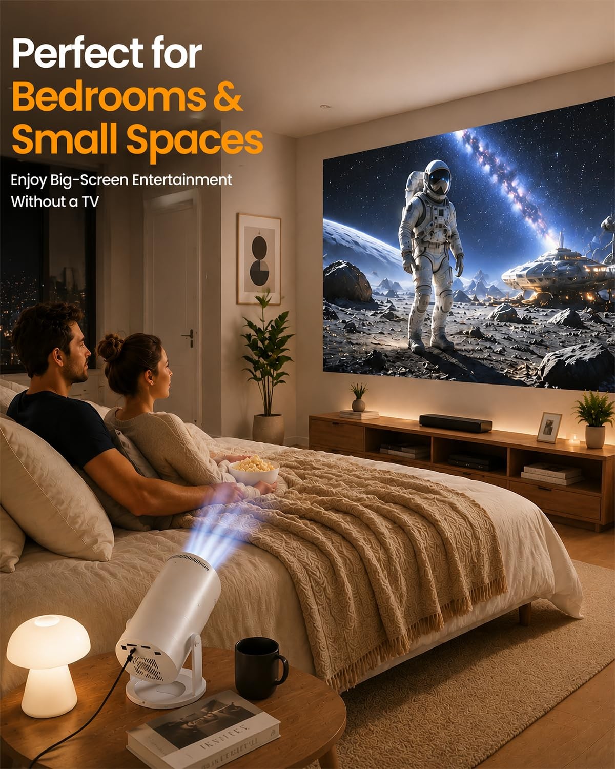 Mini Smart Projector with Builtin Apps, WiFi 6 & Bluetooth 5.4, 1080P Support...