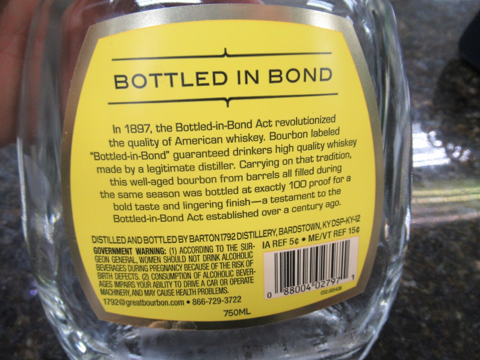 SUPER NICE!! 1792 Bottled-in-Bond STORE PICK Bourbon EMPTY Unwashed Bottle 750ml